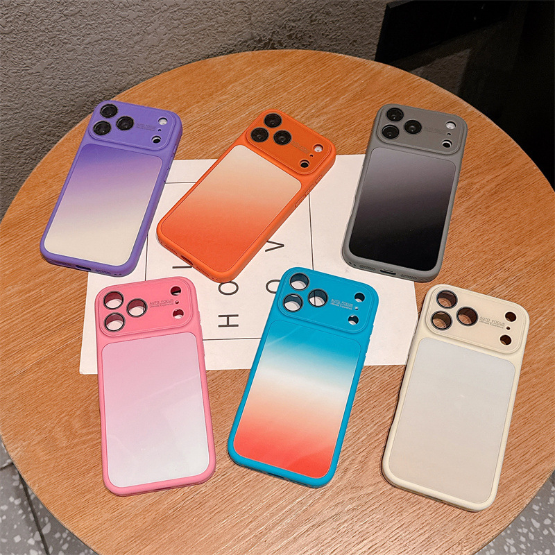 Apple Iphone 16 - 高級感のあるキャンディーカラーグラデーションのiPhone 17/16/15/14 Pro Max用スマホケース、大きな窓ガラス付き耐衝撃保護カバー