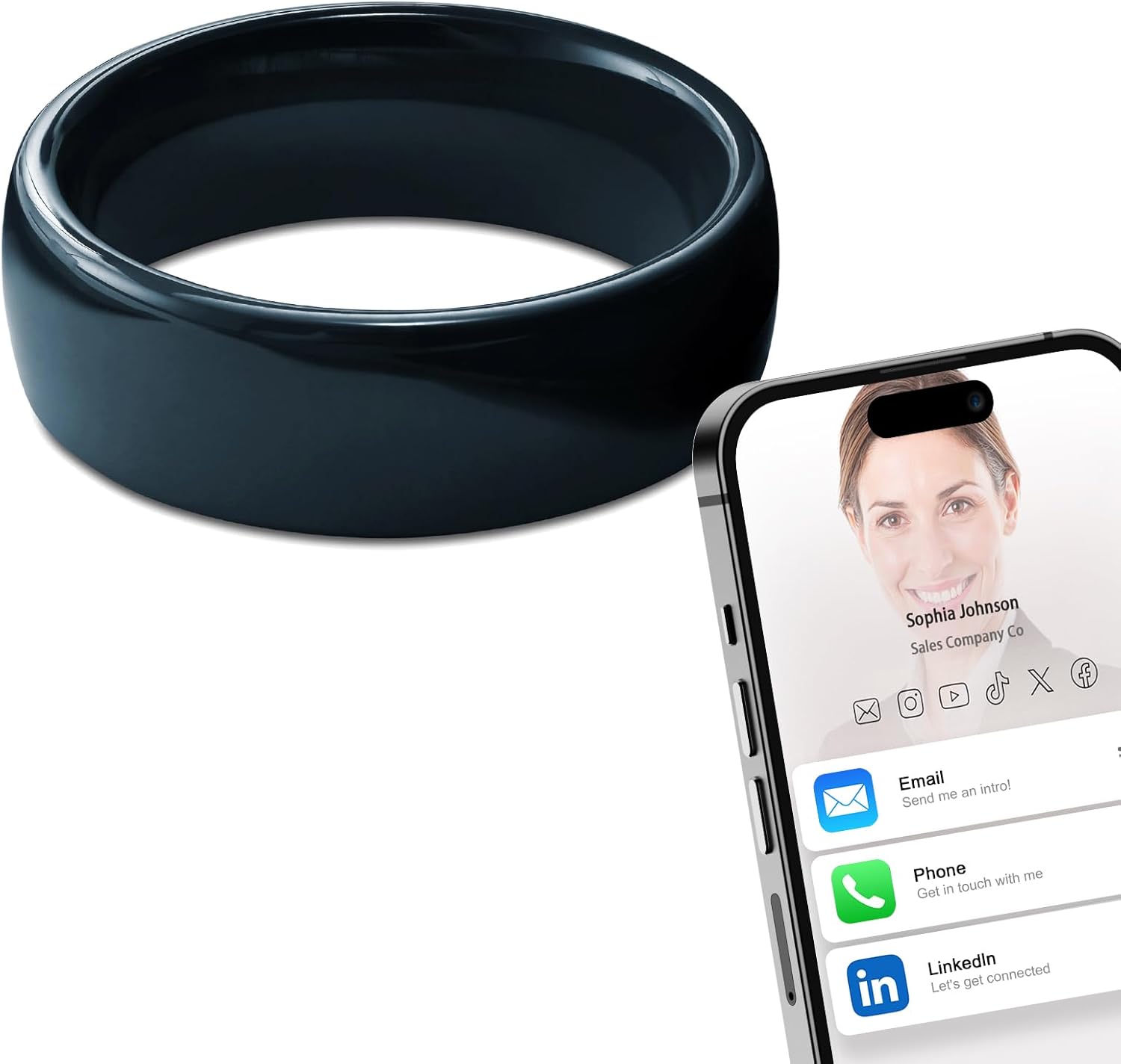 Smart Ring Nfc Pay - Ntag215 NFC フルセラミックスマートリング NFC 対応電話およびデバイスと互換性あり ビジネスタグ用にプログラム可能な