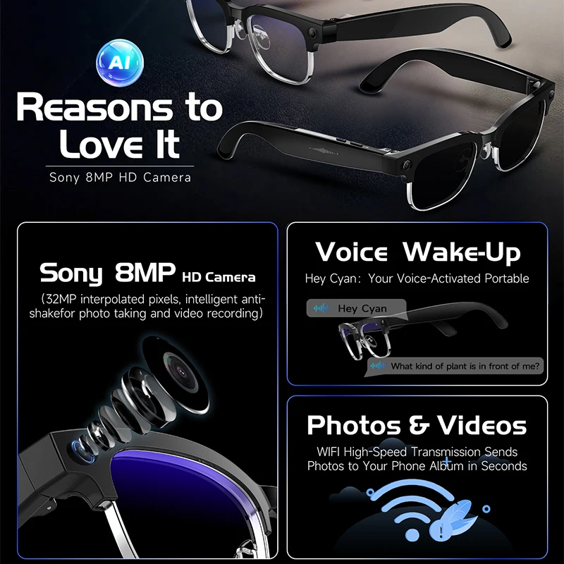 W630 HeyCyan AI音声起動インテリジェント翻訳質 - Smart Glasses Lens のレビューと価格
