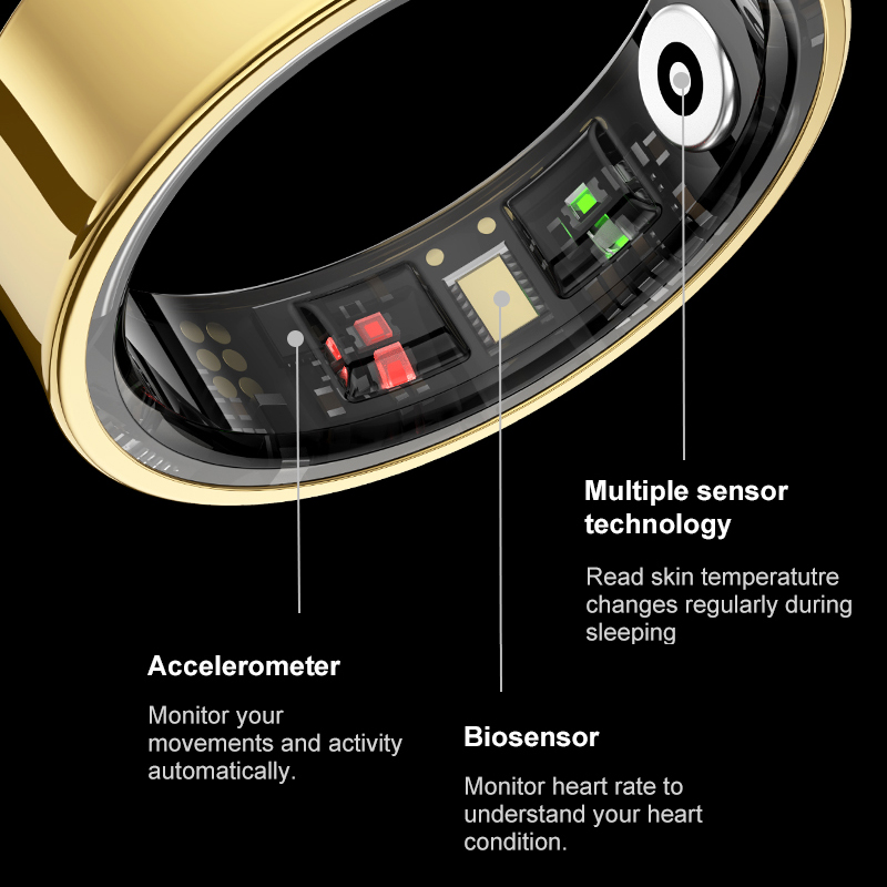 男性と女性のためのr09スマートリング,充電ケース,心拍数, - Temperature Ring Skin のレビューと価格
